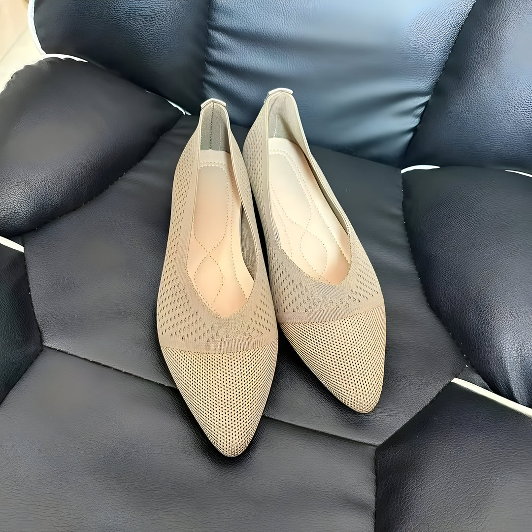 Charmaine | Damen Mode flache Schuhe, Casual Pointed Toe Knit Flats EB