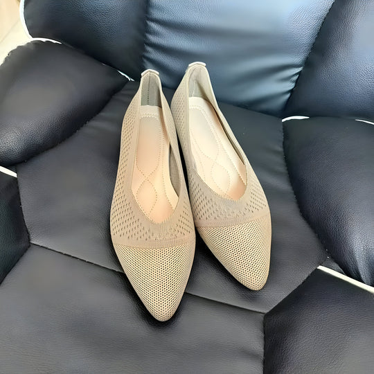 Charmaine | Damen Mode flache Schuhe, Casual Pointed Toe Knit Flats EB