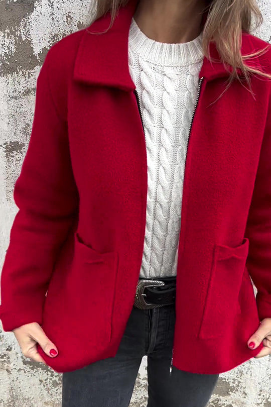 EB | Farbe Revers Reißverschluss Tasche Freizeitjacke