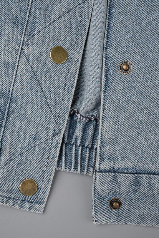 EB | Solide Patchwork Umlegekragen Langarm Reguläre Denimjacke