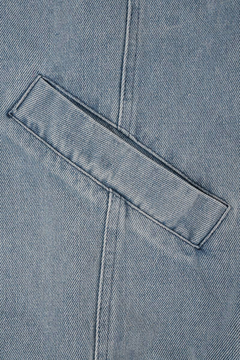 EB | Solide Patchwork Umlegekragen Langarm Reguläre Denimjacke