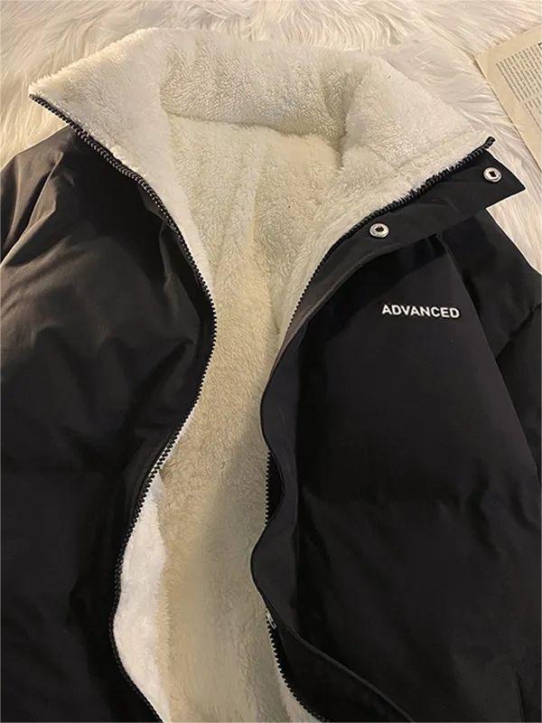 EB | Einfarbige Kurze Gep Quiltete Jacke mit Hohem Kragen Und Reißverschluss