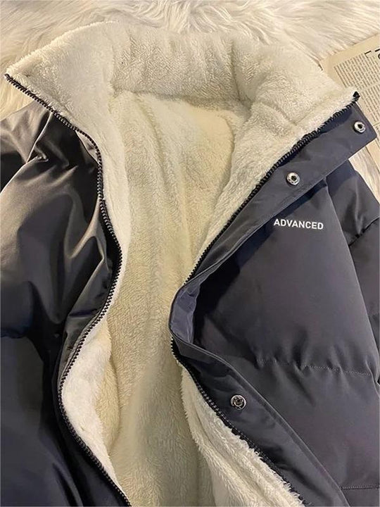 EB | Einfarbige Kurze Gep Quiltete Jacke mit Hohem Kragen Und Reißverschluss