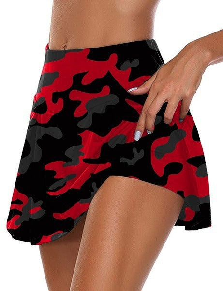 Damen sportlicher Minirock mit Taschen und elegantem Camouflage-Design EB