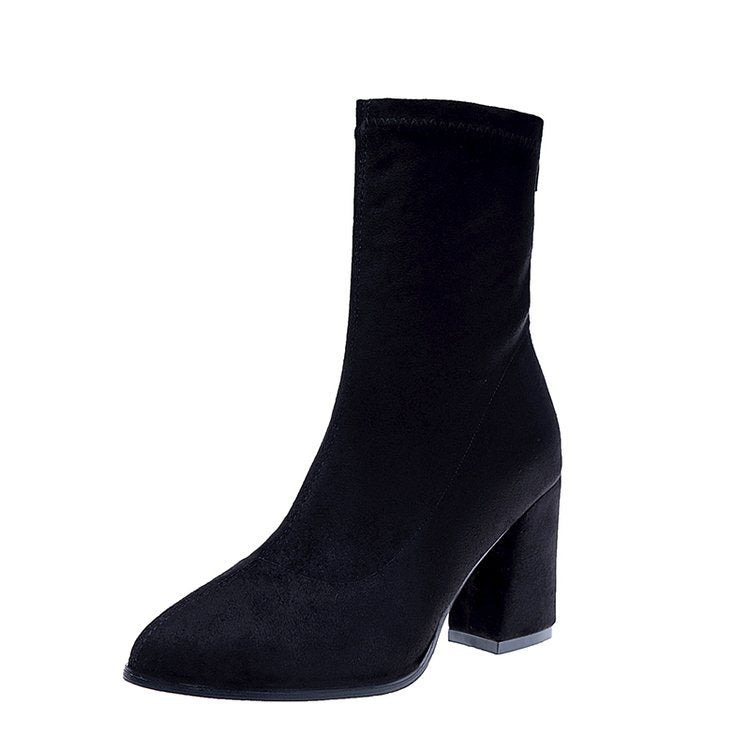 Damen elegante Stiefeletten mit komfortablem Blockabsatz EB