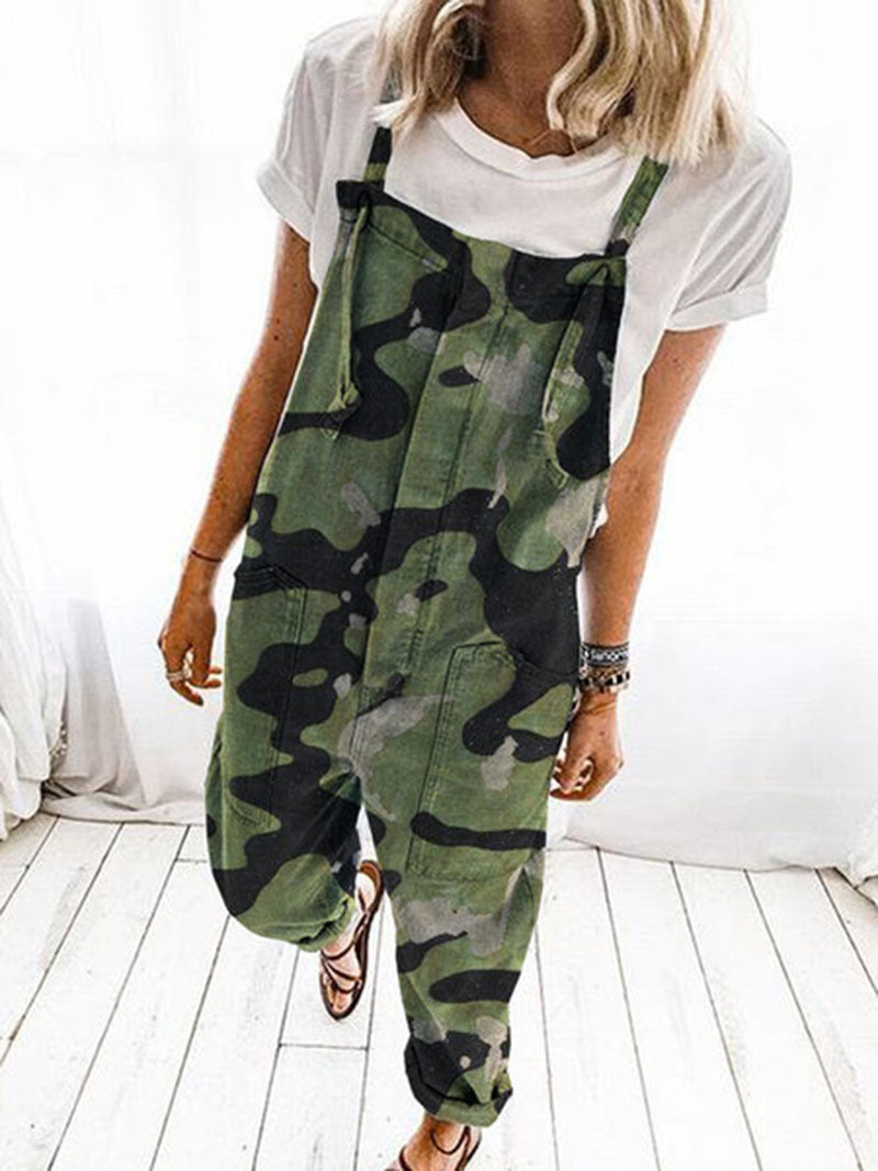 Damen Lässige Camouflage Latzhose EB