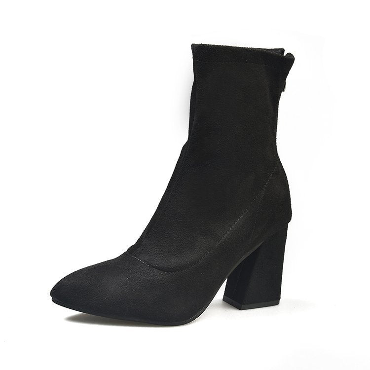Damen elegante Stiefeletten mit komfortablem Blockabsatz EB