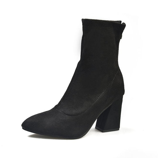 Damen elegante Stiefeletten mit komfortablem Blockabsatz EB
