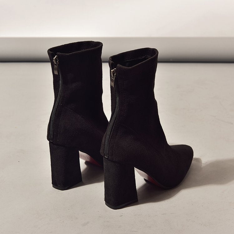 Damen elegante Stiefeletten mit komfortablem Blockabsatz EB