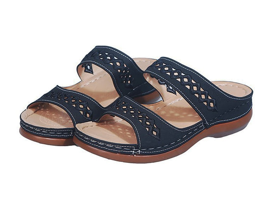 Damen bequeme Pantolette mit raffiniertem Schnitt und atmungsaktivem Obermaterial EB