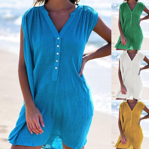 Damen Strandkleid mit Knopfleiste EB