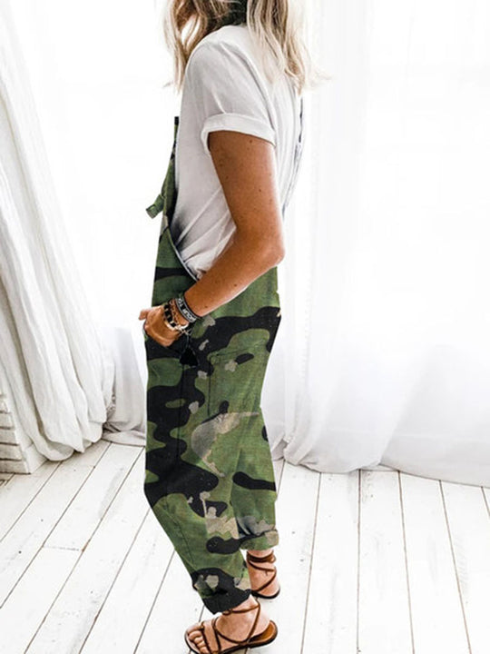 Damen Lässige Camouflage Latzhose EB