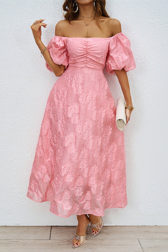 EB | Tägliches Gerafftes Off-Shoulder Ballkleid mit Kurzen Ärmeln - 3 Farben