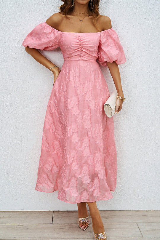 EB | Tägliches Gerafftes Off-Shoulder Ballkleid mit Kurzen Ärmeln - 3 Farben