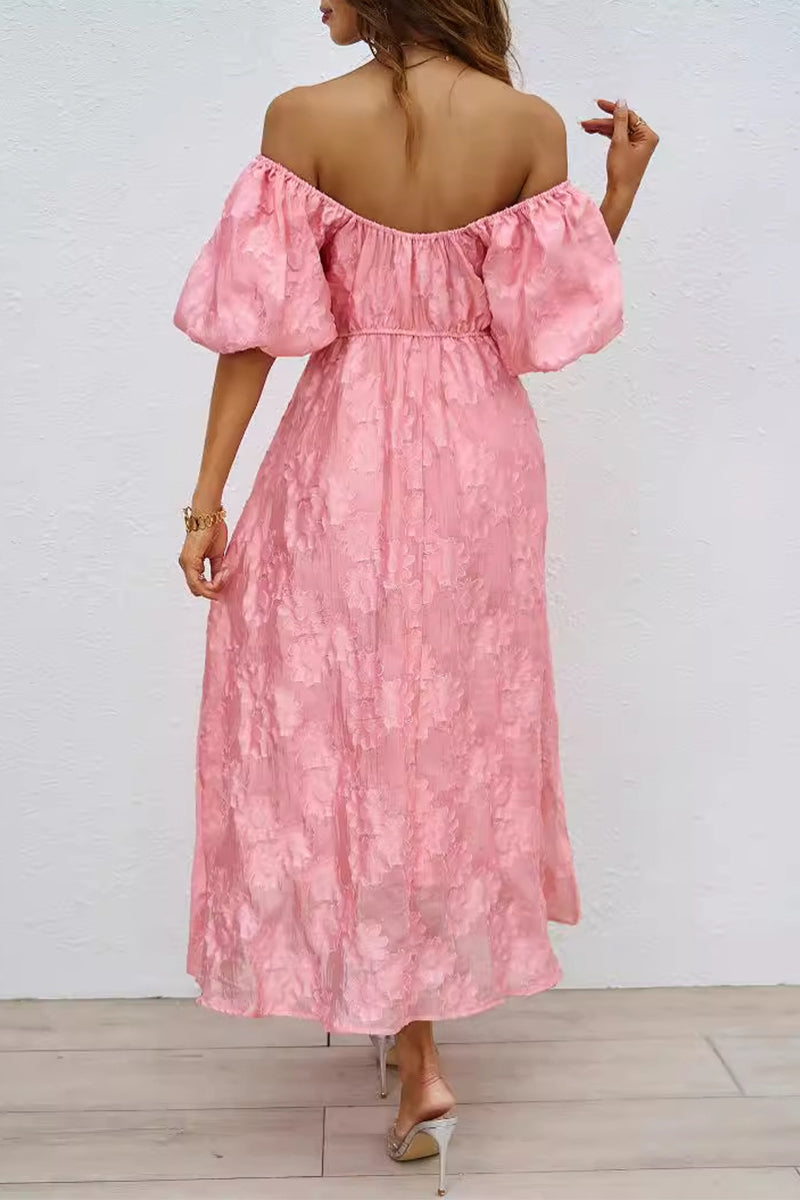 EB | Tägliches Gerafftes Off-Shoulder Ballkleid mit Kurzen Ärmeln - 3 Farben