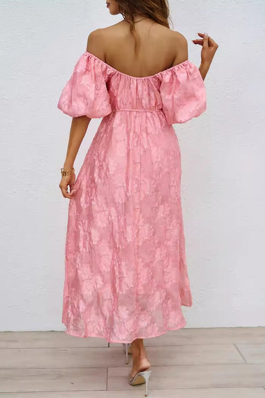 EB | Tägliches Gerafftes Off-Shoulder Ballkleid mit Kurzen Ärmeln - 3 Farben
