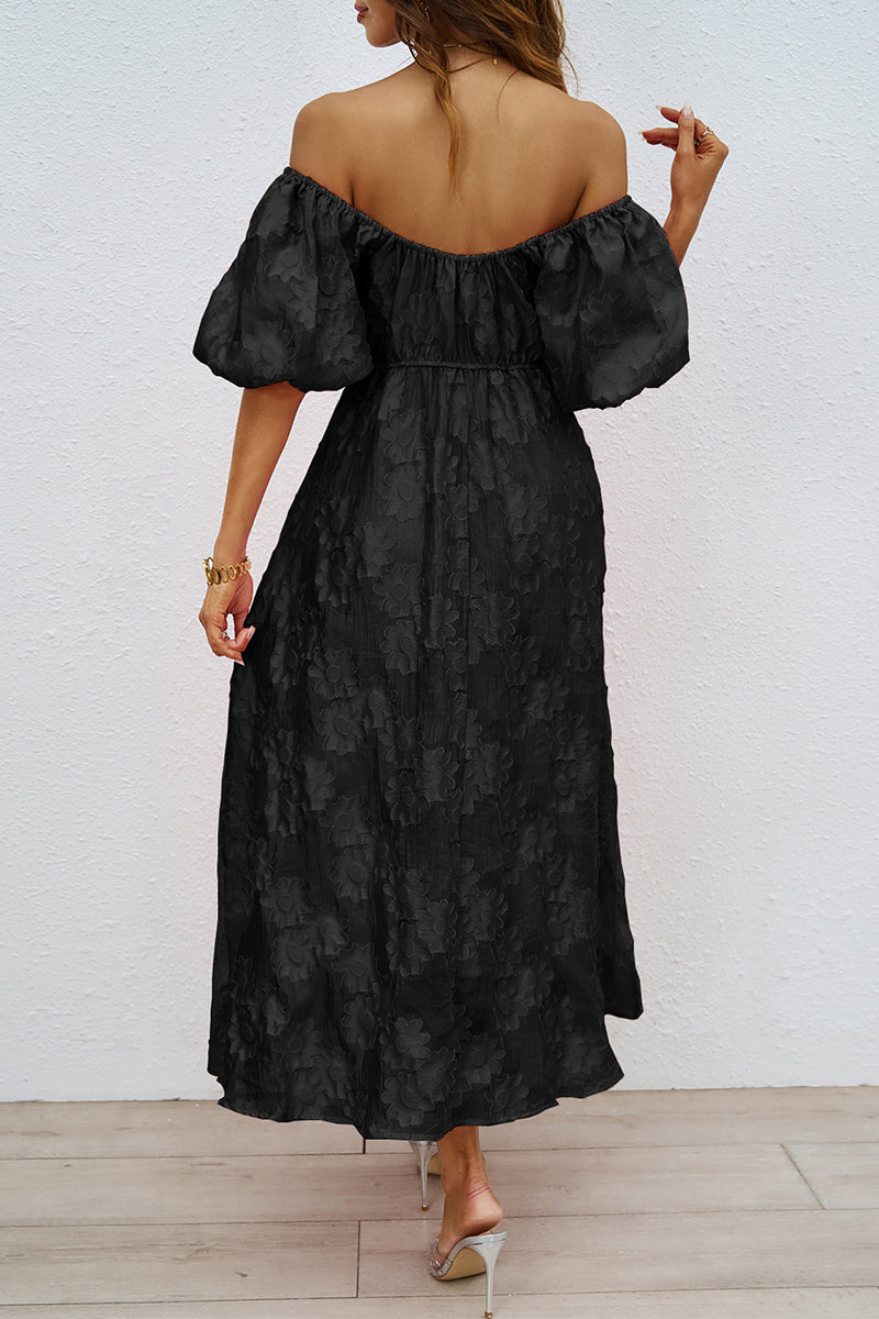 EB | Tägliches Gerafftes Off-Shoulder Ballkleid mit Kurzen Ärmeln - 3 Farben