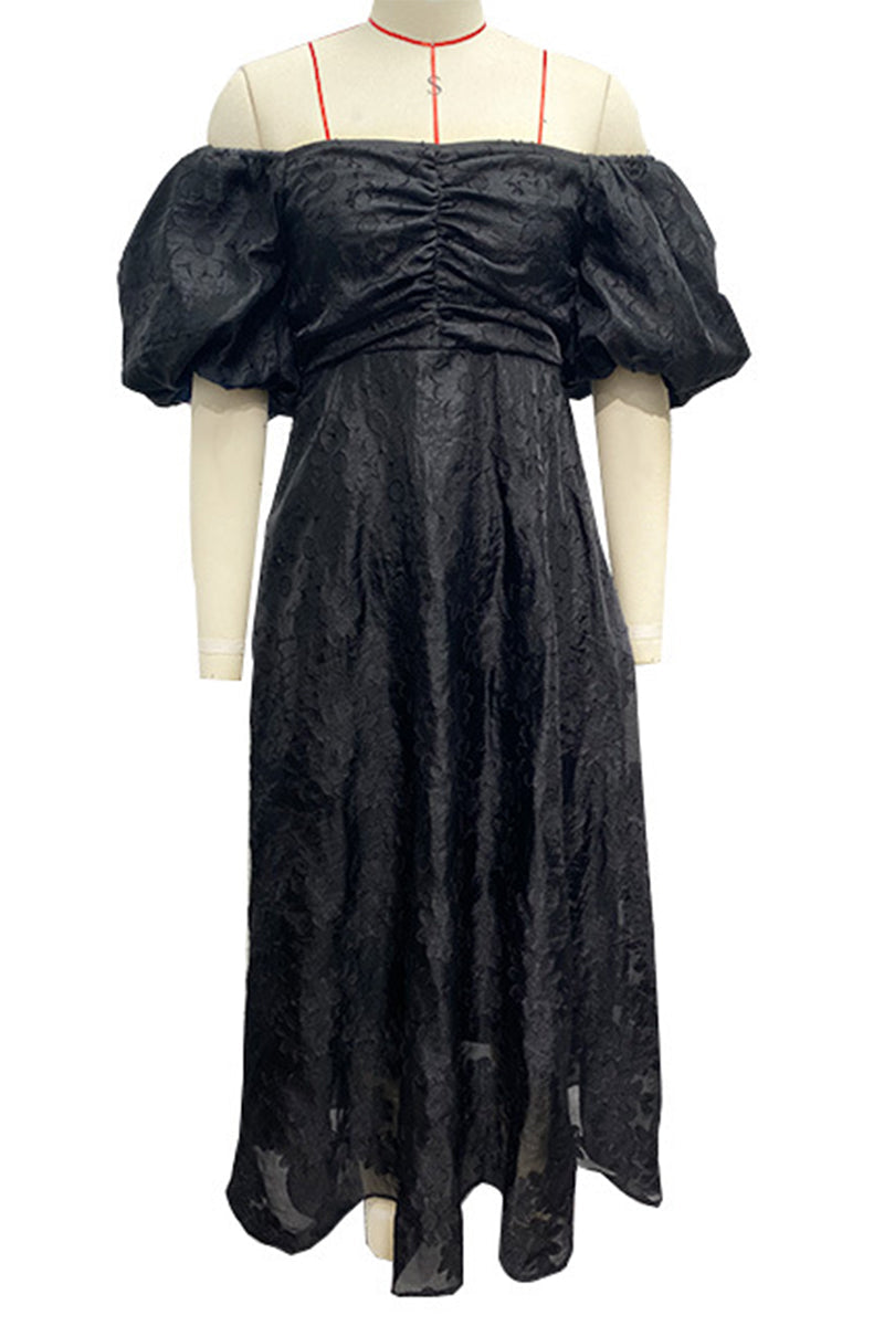 EB | Tägliches Gerafftes Off-Shoulder Ballkleid mit Kurzen Ärmeln - 3 Farben