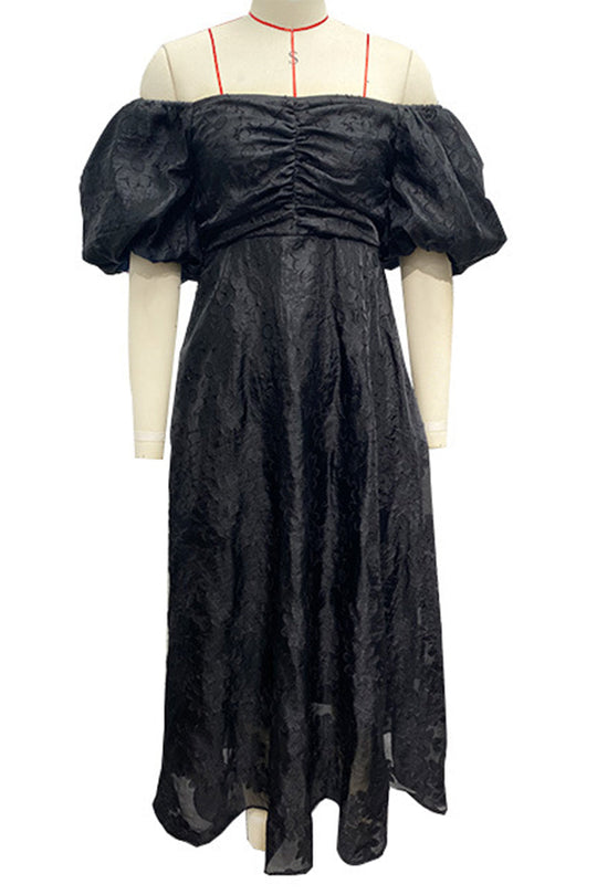 EB | Tägliches Gerafftes Off-Shoulder Ballkleid mit Kurzen Ärmeln - 3 Farben