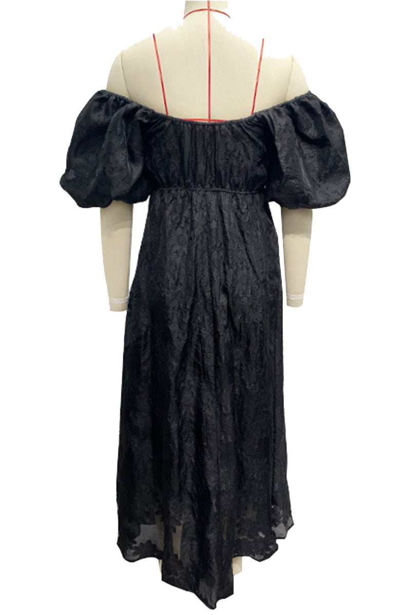 EB | Tägliches Gerafftes Off-Shoulder Ballkleid mit Kurzen Ärmeln - 3 Farben