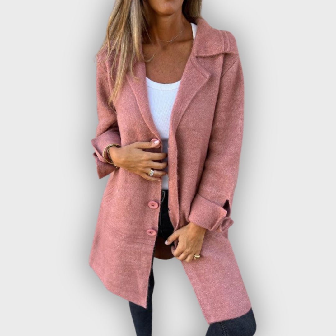EB | Lässiger langer Mantel mit Revers