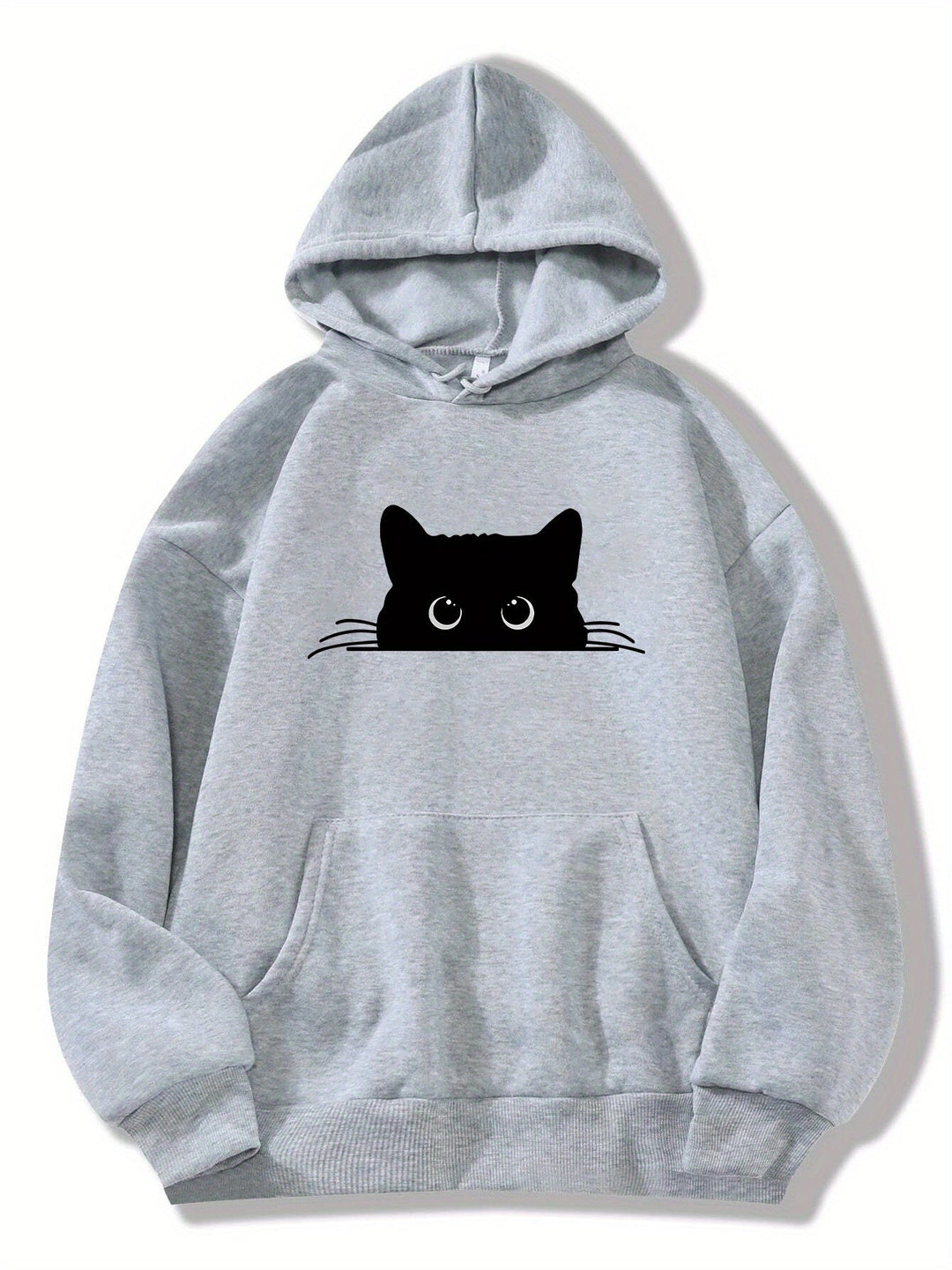 EB | Sweat Pullover Hoodie mit Katzenprint und Kapuze für Frauen Perfekt für lässige Tage