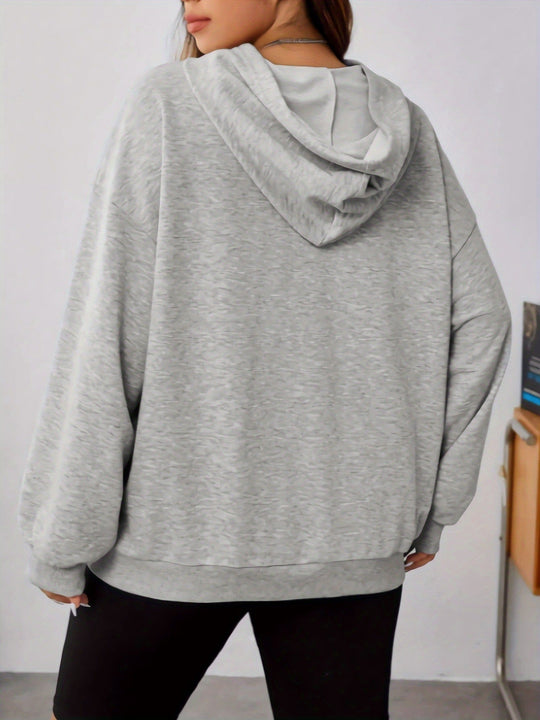 EB | Sweat Pullover Hoodie mit Katzenprint und Kapuze für Frauen Perfekt für lässige Tage