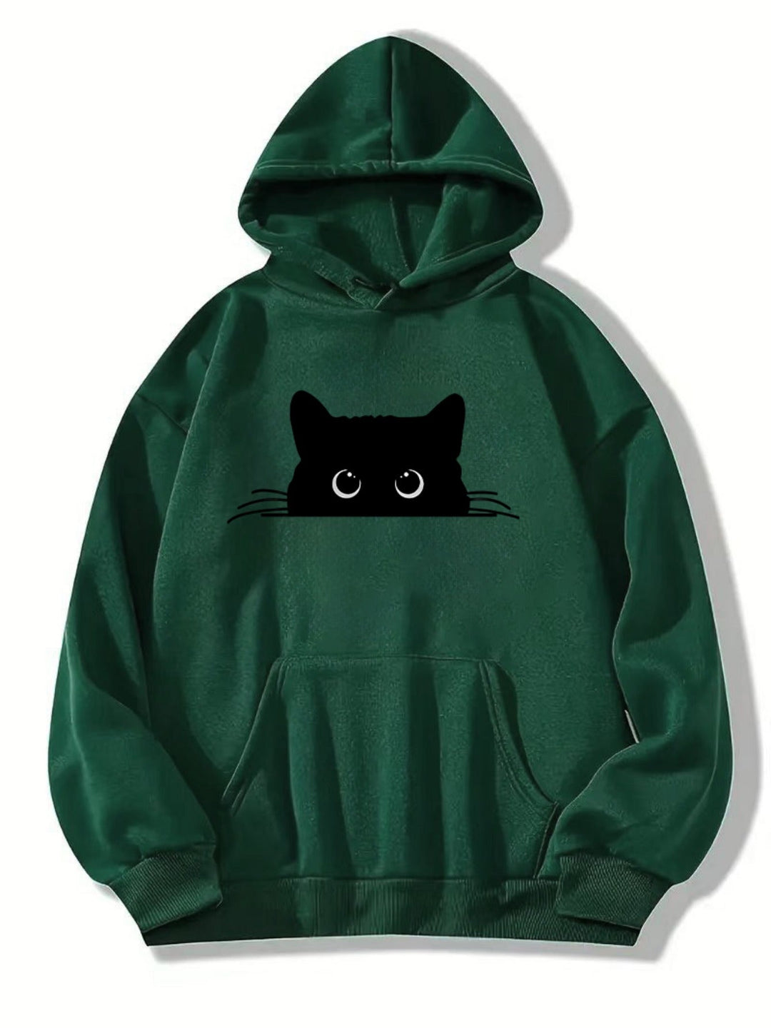 EB | Sweat Pullover Hoodie mit Katzenprint und Kapuze für Frauen Perfekt für lässige Tage