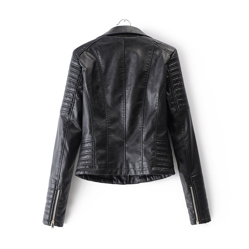 Damen Kunstleder Bikerjacke mit gesteppten Details und schmalem Schnitt EB
