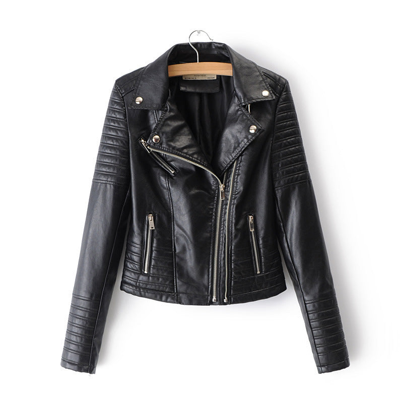 Damen Kunstleder Bikerjacke mit gesteppten Details und schmalem Schnitt EB