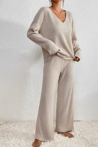 EB | Damen Rippstrick Zwei-Teilen Loungewear Set