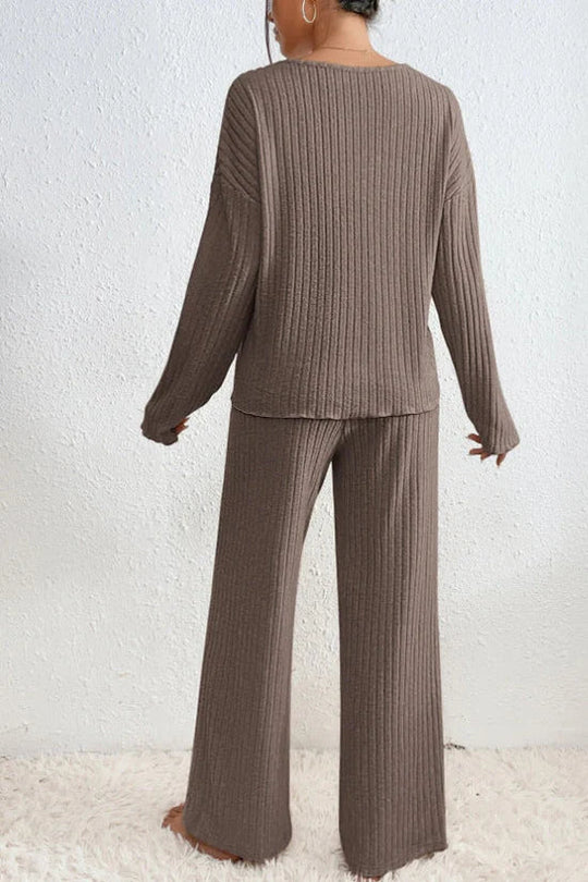 EB | Damen Rippstrick Zwei-Teilen Loungewear Set