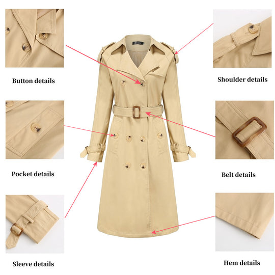 Damen nan Trenchcoat mit doppelreihiger Knopfleiste, Taillengürtel und Schulterklappen EB