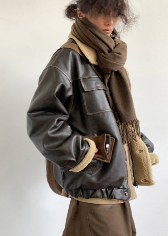 EB | Inspirierte Lammfleece gefütterte Lederjacke – Unisex-Stil