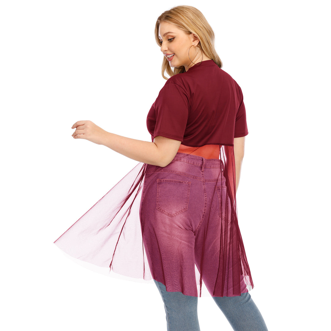Damen modisches Mesh-Top mit integriertem Rock EB