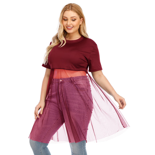 Damen modisches Mesh-Top mit integriertem Rock EB