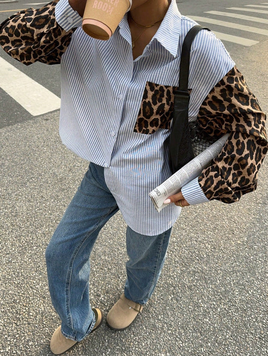 EB | Damenbluse mit Leo-Details Auffällig, Locker & Streetstyle Bereit