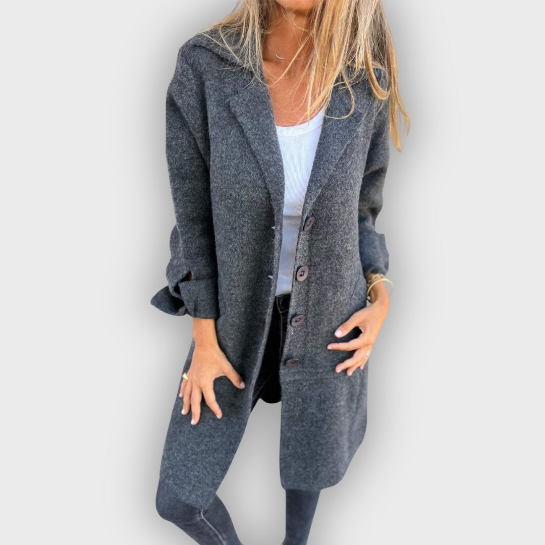 EB | Lässiger langer Mantel mit Revers