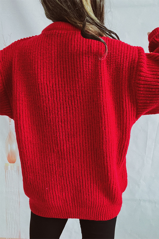 EB | Lässiger Weihnachtsmann Weihnachtsbaum Patchwork Webart Rundhals Pullover