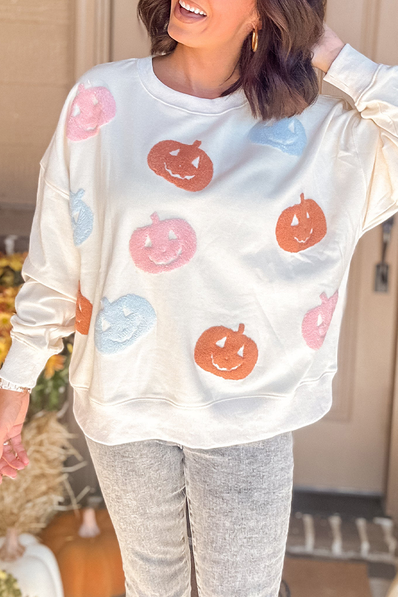 Heidi-Mode | Casual Pumpkin Patch O-Ausschnitt Sweats