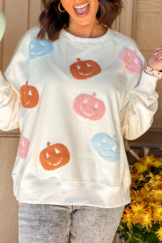 Heidi-Mode | Casual Pumpkin Patch O-Ausschnitt Sweats