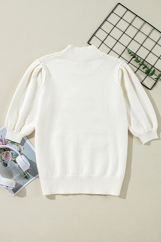 EB | Lässiger Weihnachtsbaum Pailletten Patchwork Halber Turtleneck Pullover