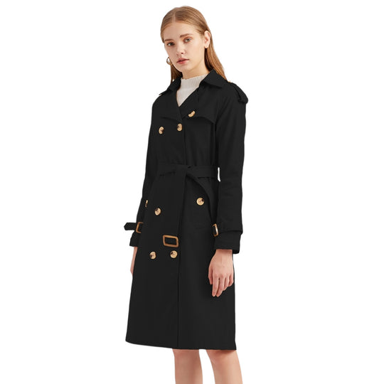 Damen nan Trenchcoat mit doppelreihiger Knopfleiste, Taillengürtel und Schulterklappen EB