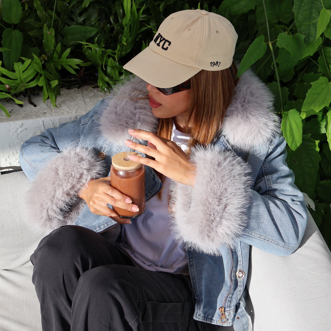 EB | Jeansjacke mit Kunstfellkragen