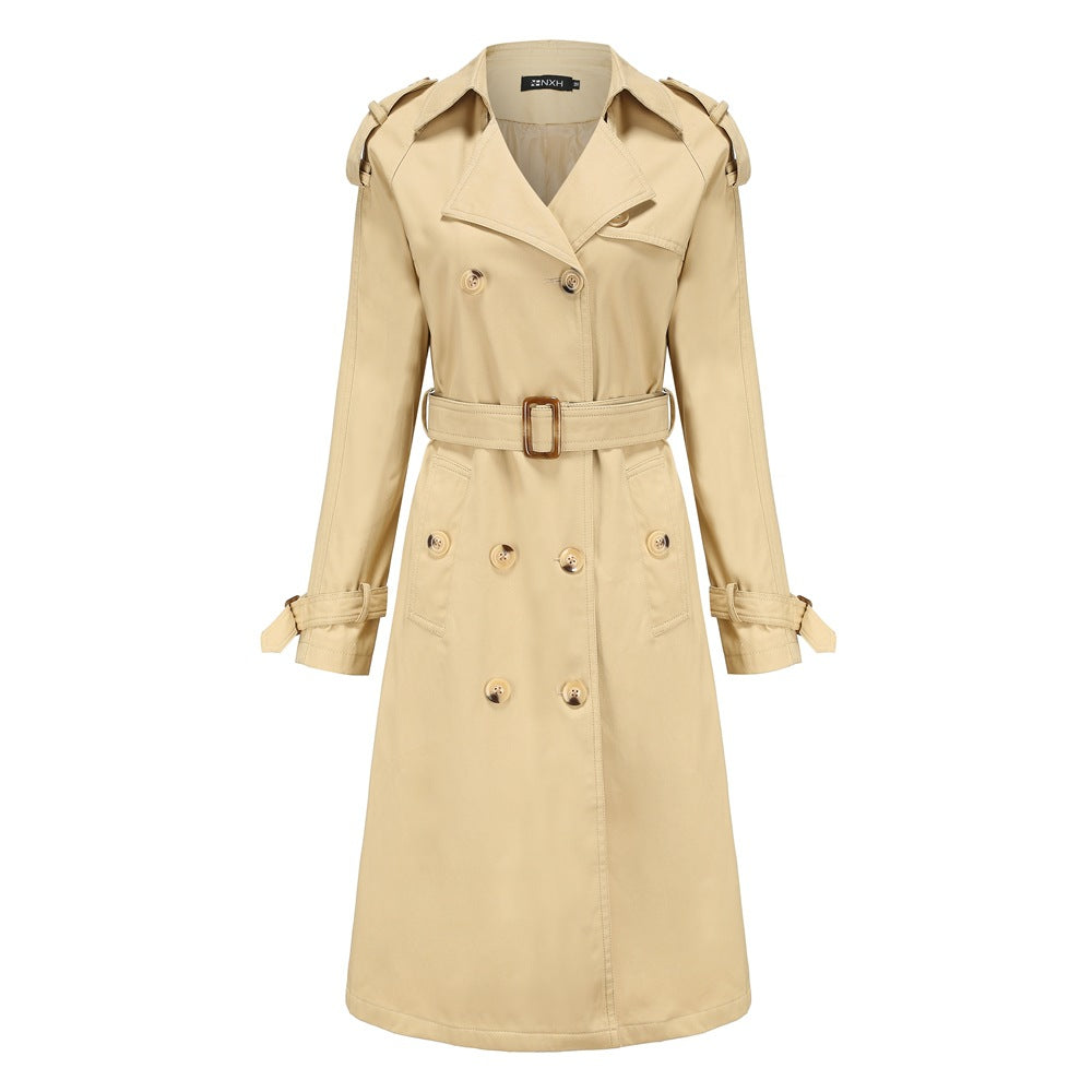Damen nan Trenchcoat mit doppelreihiger Knopfleiste, Taillengürtel und Schulterklappen EB
