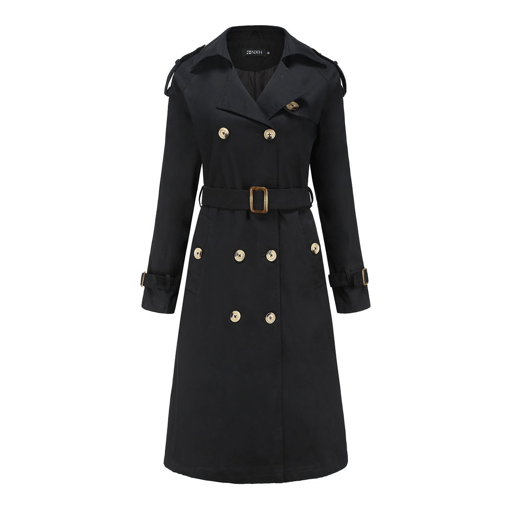 Damen nan Trenchcoat mit doppelreihiger Knopfleiste, Taillengürtel und Schulterklappen EB
