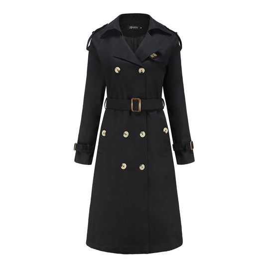 Damen nan Trenchcoat mit doppelreihiger Knopfleiste, Taillengürtel und Schulterklappen EB