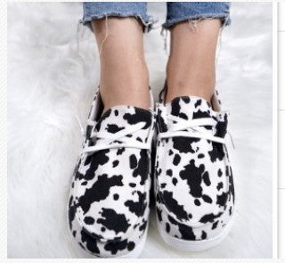 Damen trendige Mokassin Sneakers mit modischem Leopardenmuster EB
