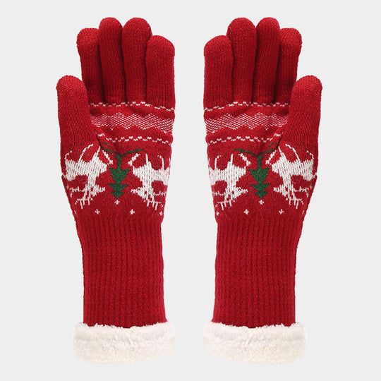 EB | Weihnachtsrentiermuster Muster Mütze Schal Handschuhe Set (6 Farben)