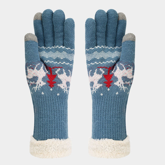 EB | Weihnachtsrentiermuster Muster Mütze Schal Handschuhe Set (6 Farben)